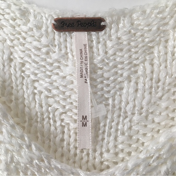 Free People Chevron Tank top Knit Sweater Ivory Size Medium - Picture 10 of 14
